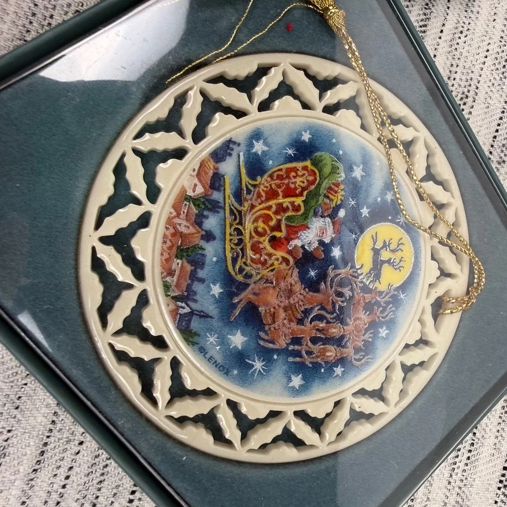 Lenox Twas The Night Before Christmas Porcelain Ornament Santa Sleigh 1993